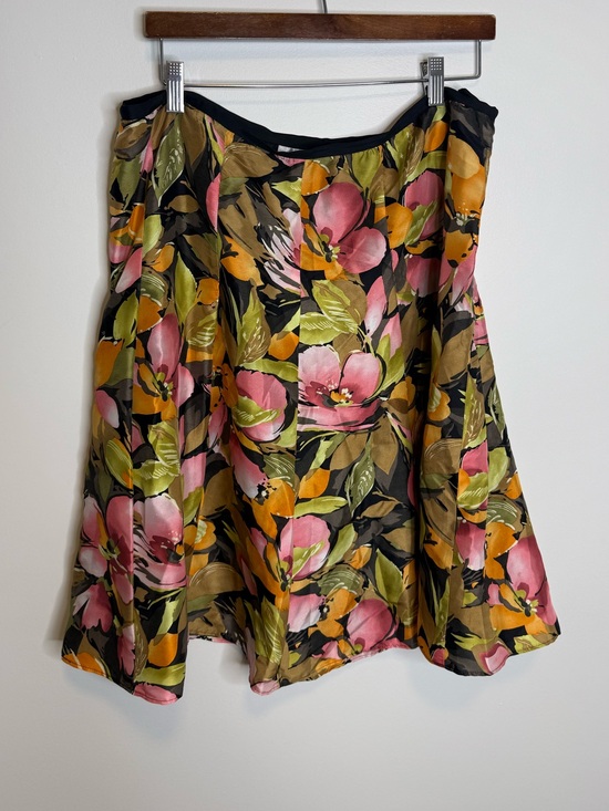 Talbots Dresses & Skirts - Talbots Floral A-Line Skirt in Pink, Green & Yellow silk size 18